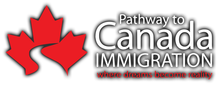 Pathway to Canada full logo with a red maple leaf on the left side